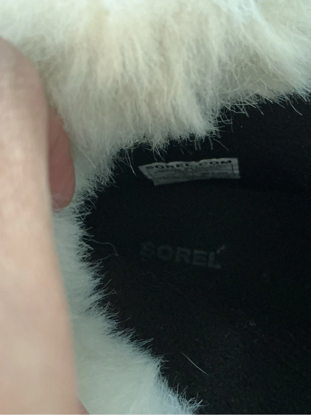 Sorel Black Winter Lace-Up Boots with White Faux-Fur Collar